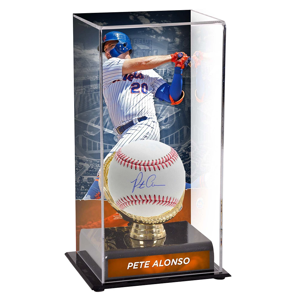 Pete Alonso New York Mets Autographed Baseball and Sublimated Baseball Display Case with Image