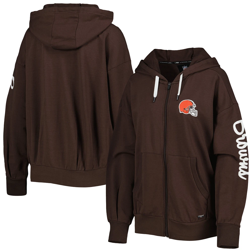 Women's MSX by Michael Strahan Brown Cleveland Browns Emerson Lightweight Full-Zip Hoodie
