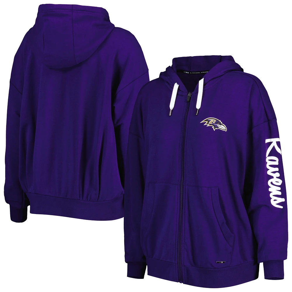 Women's MSX by Michael Strahan Purple Baltimore Ravens Emerson Lightweight Full-Zip Hoodie