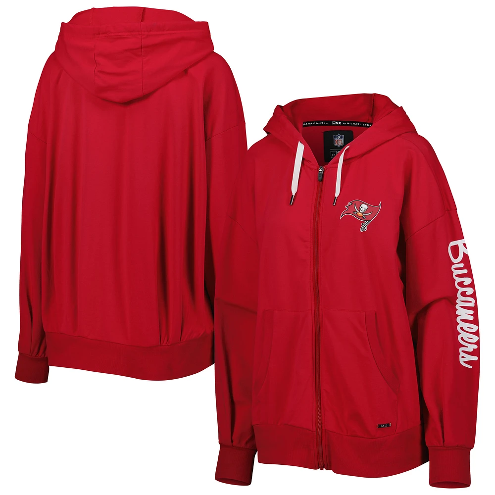 Women's MSX by Michael Strahan Red Tampa Bay Buccaneers Emerson Lightweight Full-Zip Hoodie