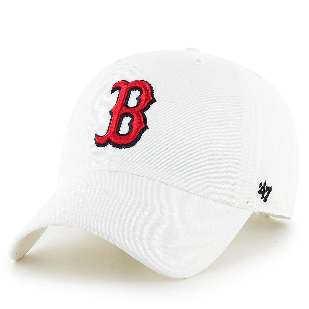 Men's '47 White Boston Red Sox Team Logo Clean Up Adjustable Hat