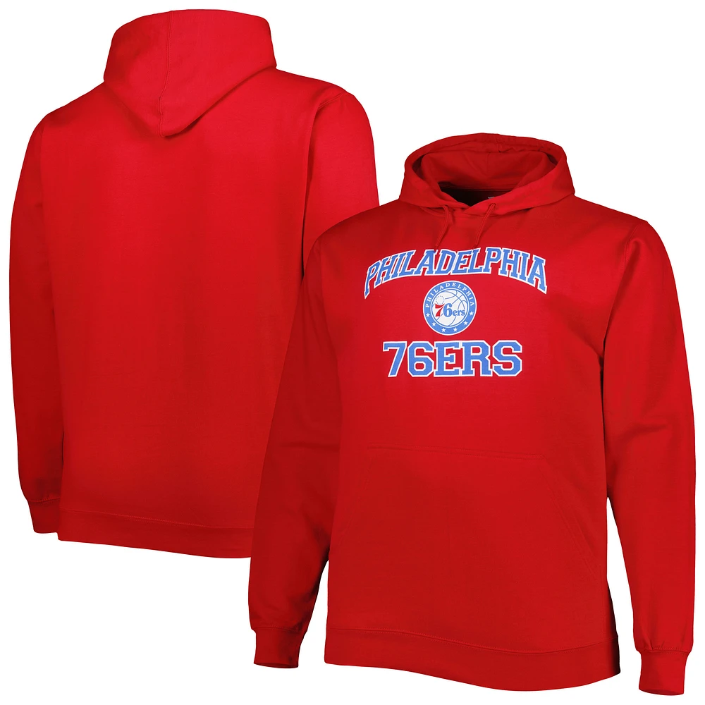 Men's Red Philadelphia 76ers Big & Tall Heart Soul Pullover Hoodie