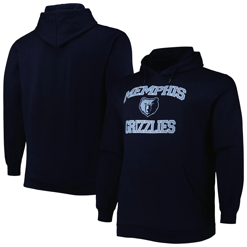 Men's Navy Memphis Grizzlies Big & Tall Heart Soul Pullover Hoodie