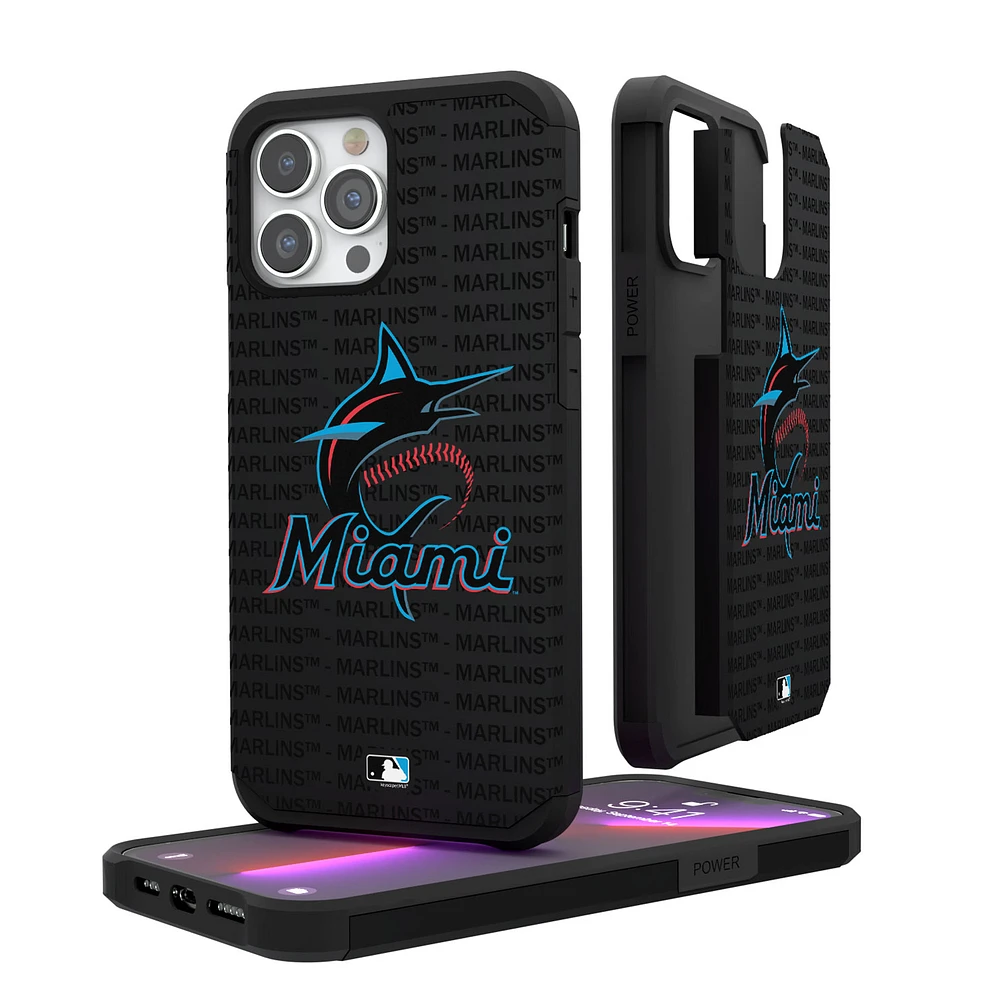 Miami Marlins iPhone Text Backdrop Rugged Case