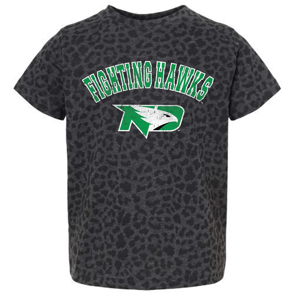 Youth Gameday Couture Leopard North Dakota Fighting Hawks All the Cheer T-Shirt