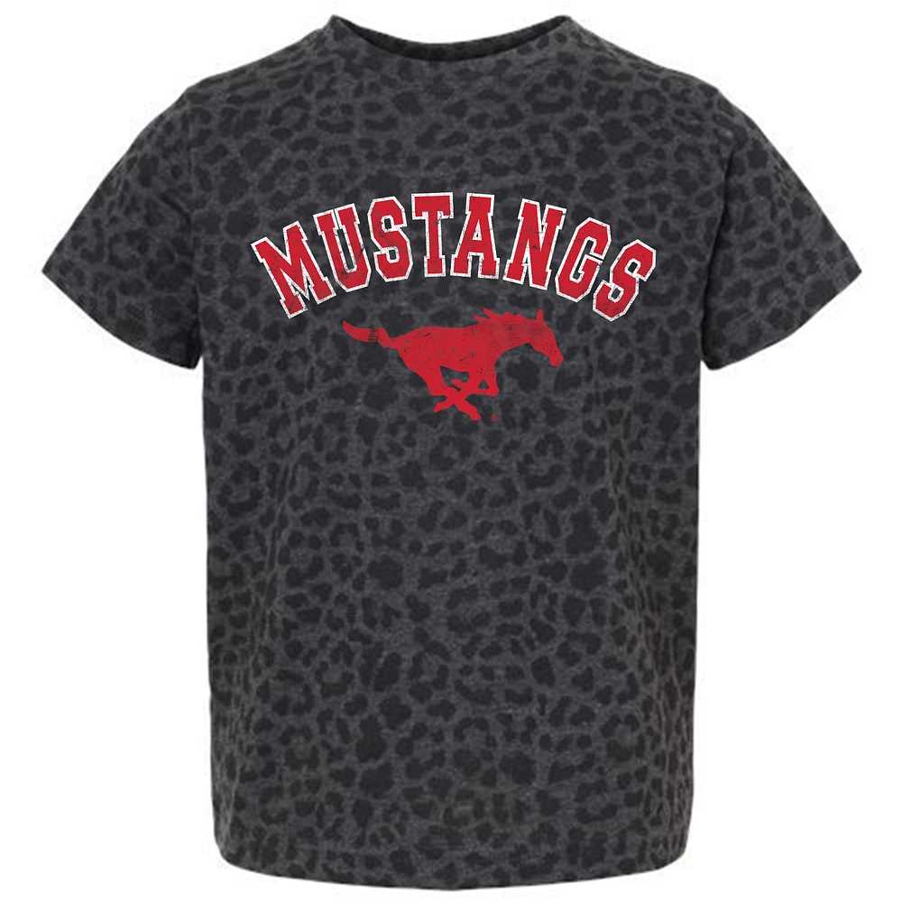 Youth Gameday Couture Leopard SMU Mustangs All the Cheer T-Shirt