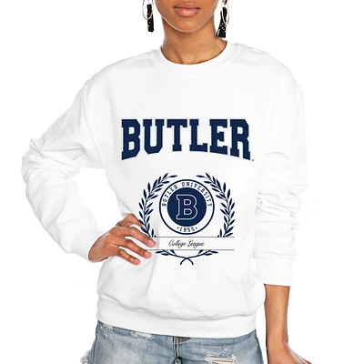 Women's Gameday Couture White Butler Bulldogs It's a Vibe Classic Fleece Crewneck Pullover Sweatshirt