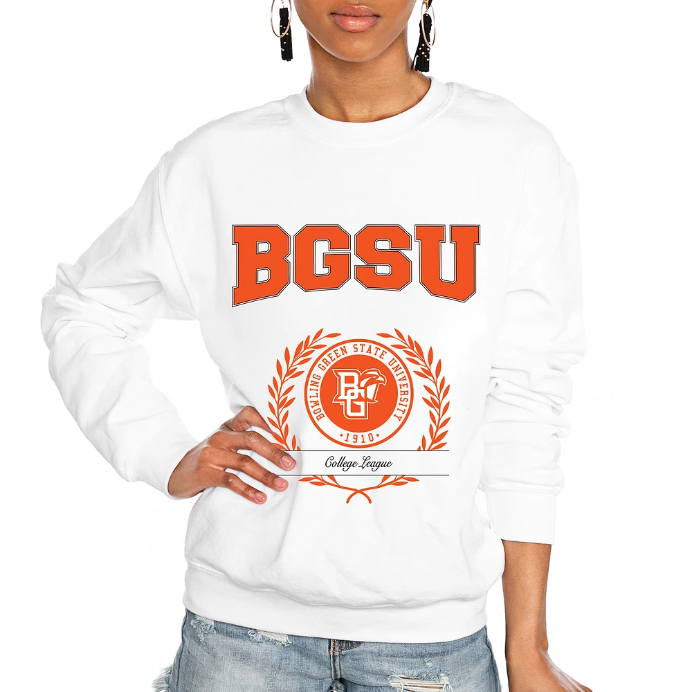 Women's Gameday Couture White Bowling Green St. Falcons It's a Vibe Classic Fleece Crewneck Pullover Sweatshirt