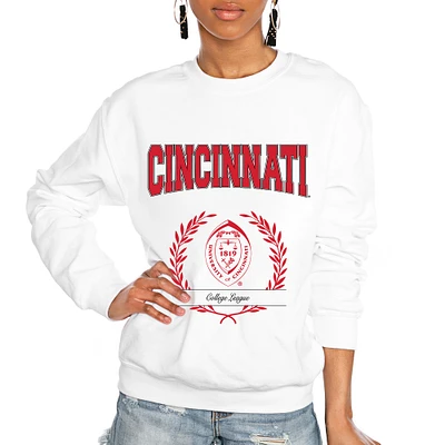 Women's Gameday Couture White Cincinnati Bearcats It's a Vibe Classic Fleece Crewneck Pullover Sweatshirt