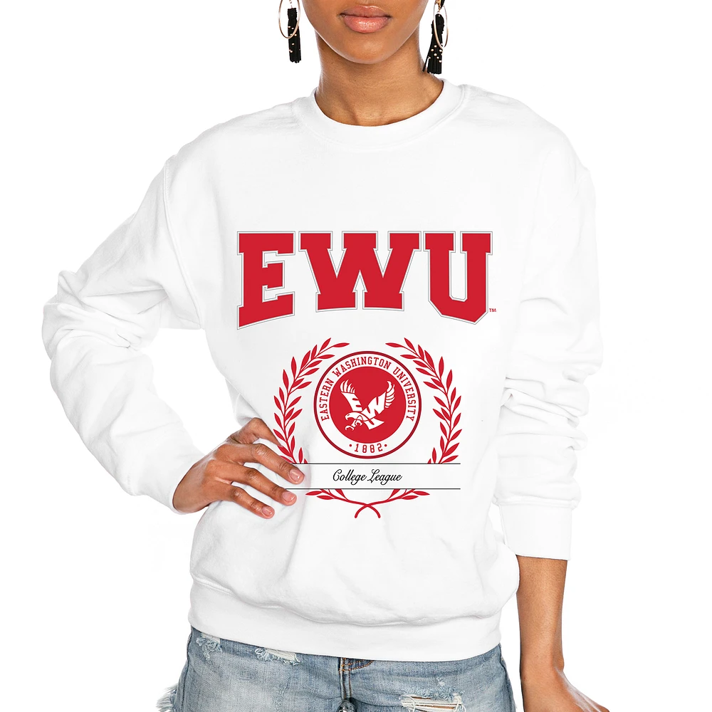 Women's Gameday Couture White Eastern Washington Eagles It's a Vibe Classic Fleece Crewneck Pullover Sweatshirt