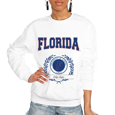 Women's Gameday Couture White Florida Gators It's a Vibe Classic Fleece Crewneck Pullover Sweatshirt