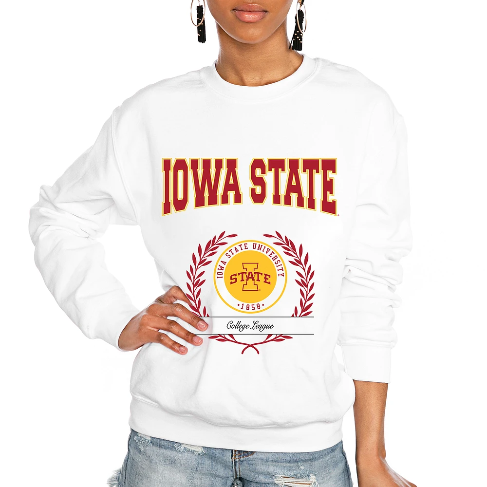Women's Gameday Couture White Iowa State Cyclones It's a Vibe Classic Fleece Crewneck Pullover Sweatshirt