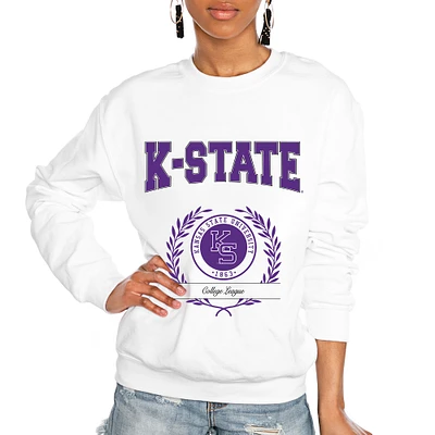 Women's Gameday Couture White Kansas State Wildcats It's a Vibe Classic Fleece Crewneck Pullover Sweatshirt