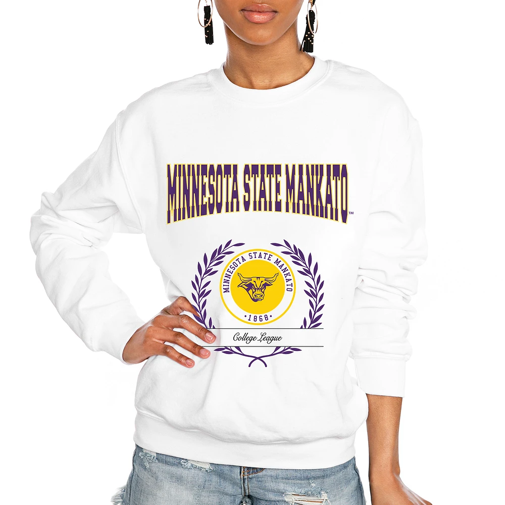 Women's Gameday Couture White Minnesota State University Mankato It's a Vibe Classic Fleece Crewneck Pullover Sweatshirt
