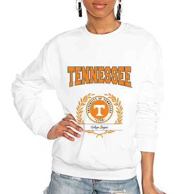Women's Gameday Couture White Tennessee Volunteers It's a Vibe Classic Fleece Crewneck Pullover Sweatshirt