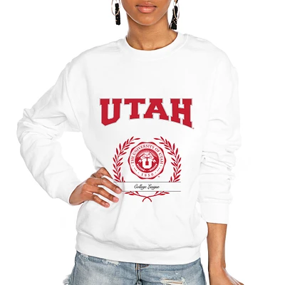 Women's Gameday Couture White Utah Utes It's a Vibe Classic Fleece Crewneck Pullover Sweatshirt