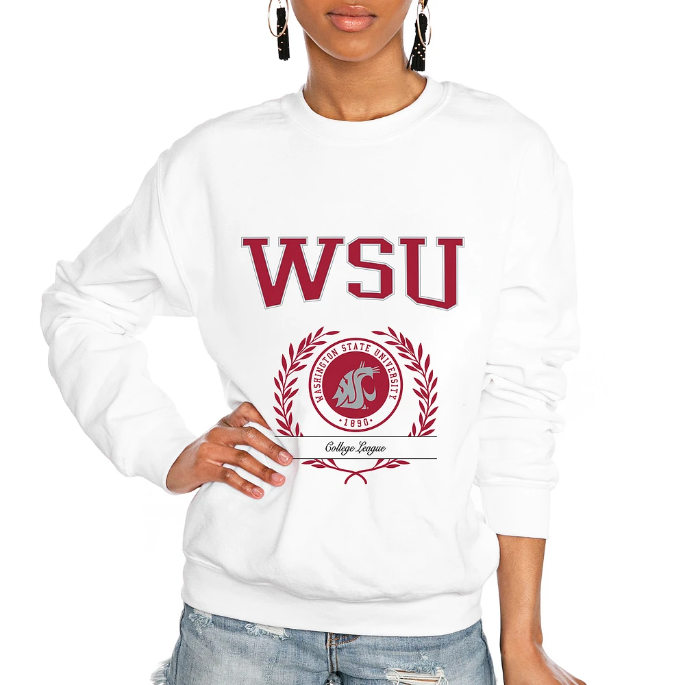 Women's Gameday Couture White Washington State Cougars It's a Vibe Classic Fleece Crewneck Pullover Sweatshirt
