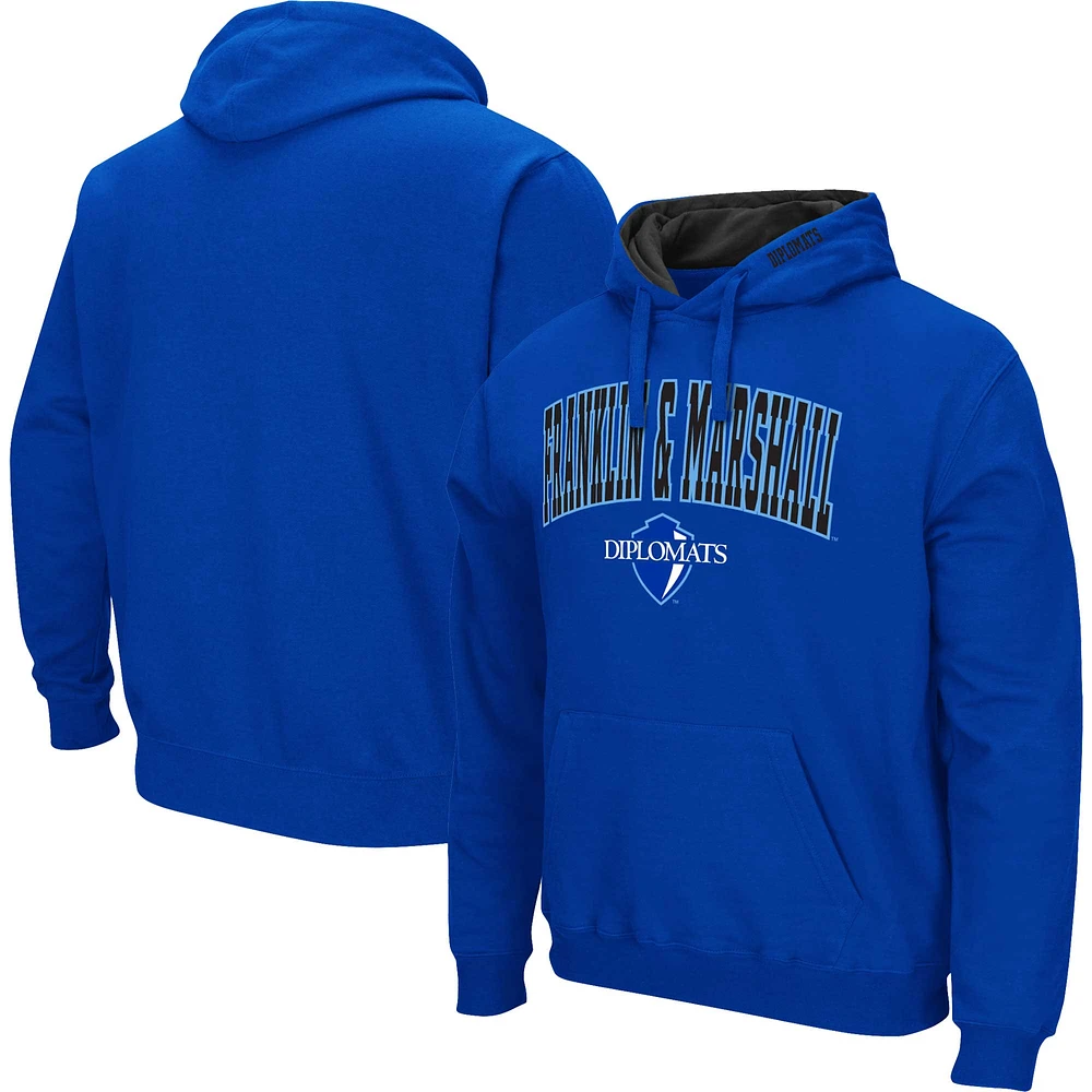 Men's Colosseum Blue Franklin & Marshall Diplomats Arch Logo 3.0 Pullover Hoodie