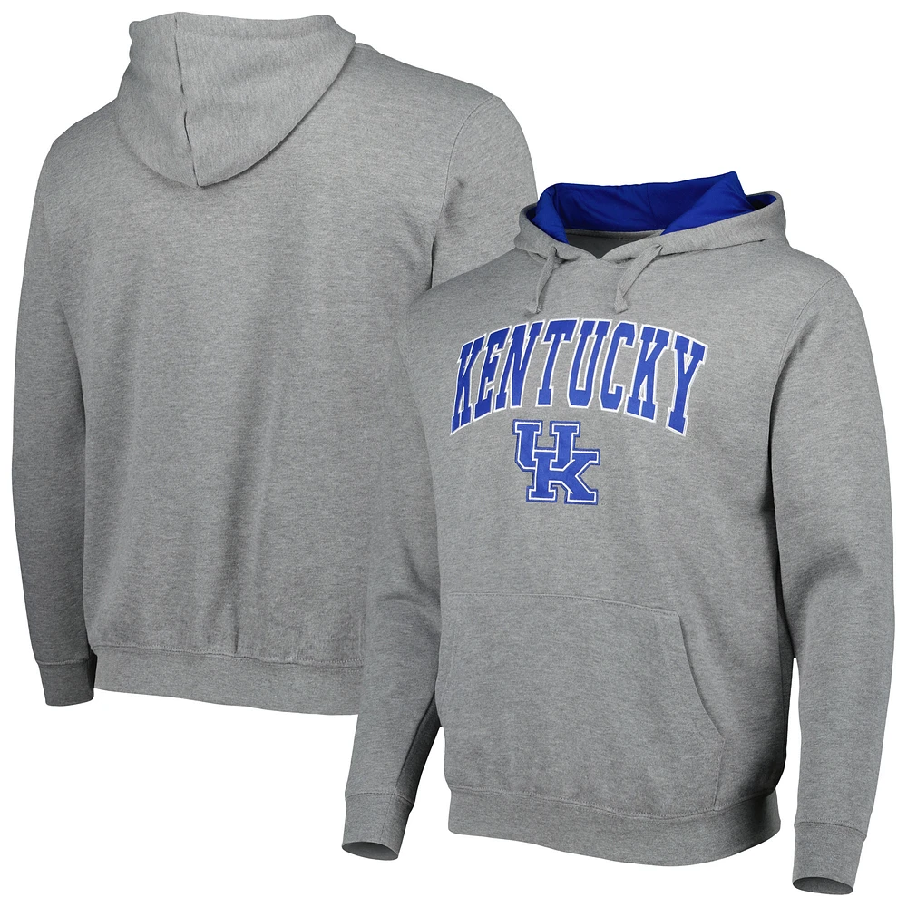 Men's Colosseum Heather Gray Kentucky Wildcats Arch & Logo 3.0 Pullover Hoodie