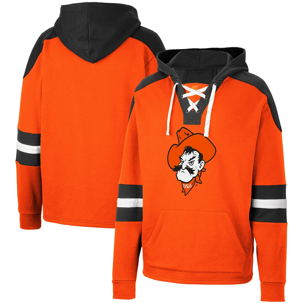 Men's Colosseum Orange Oklahoma State Cowboys Lace-Up 4.0 Pullover Hoodie