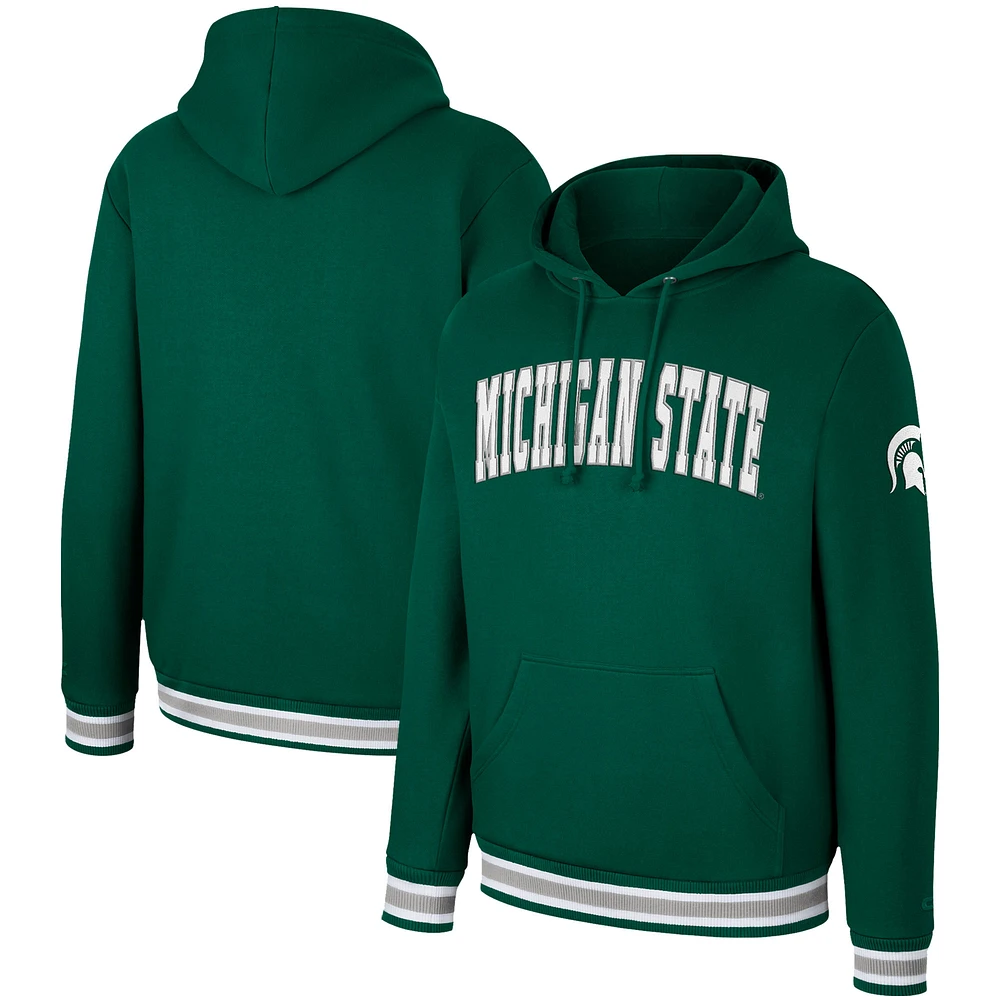 Men's Colosseum Green Michigan State Spartans Varsity Arch Pullover Hoodie