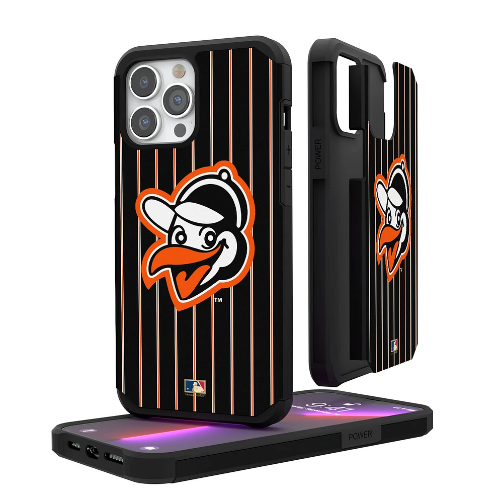 Baltimore Orioles Mascot Logo iPhone Pinstripe Cooperstown Design Rugged Case