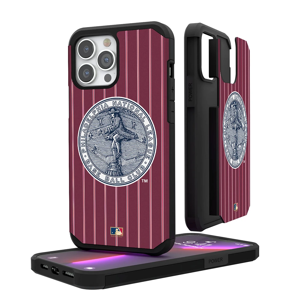 Philadelphia Phillies Primary Logo iPhone Pinstripe Cooperstown Design Rugged Case