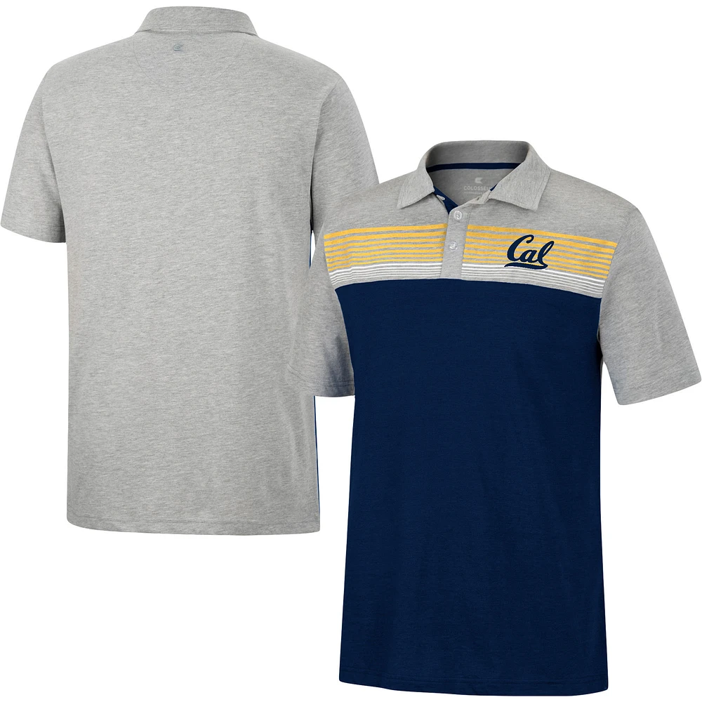 Men's Colosseum Navy/Heather Gray Cal Bears Caddie Lightweight Polo