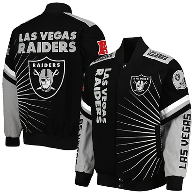 Men's G-III Sports by Carl Banks Black Las Vegas Raiders Extreme Redzone Full-Snap Varsity Jacket