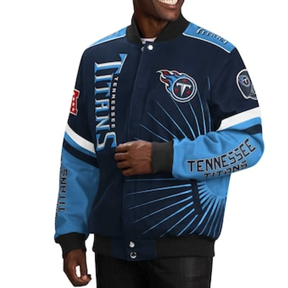 Men's G-III Sports by Carl Banks Navy Tennessee Titans Extreme Redzone Full-Snap Varsity Jacket