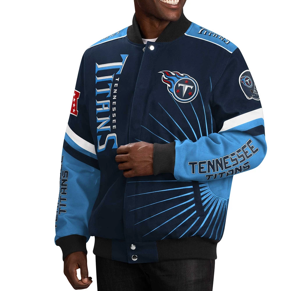 Men's G-III Sports by Carl Banks Navy Tennessee Titans Extreme Redzone Full-Snap Varsity Jacket