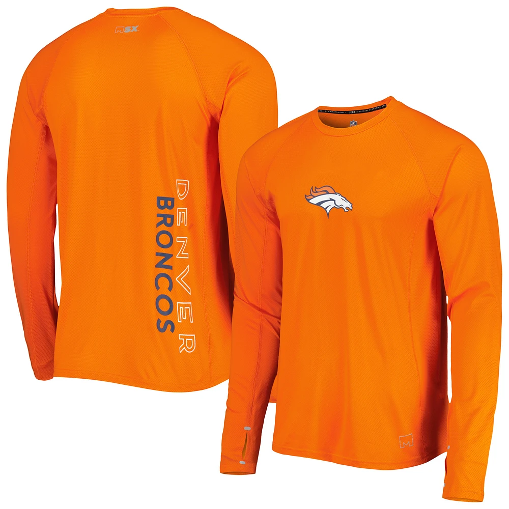 Men's MSX by Michael Strahan Orange Denver Broncos Interval Long Sleeve Raglan T-Shirt