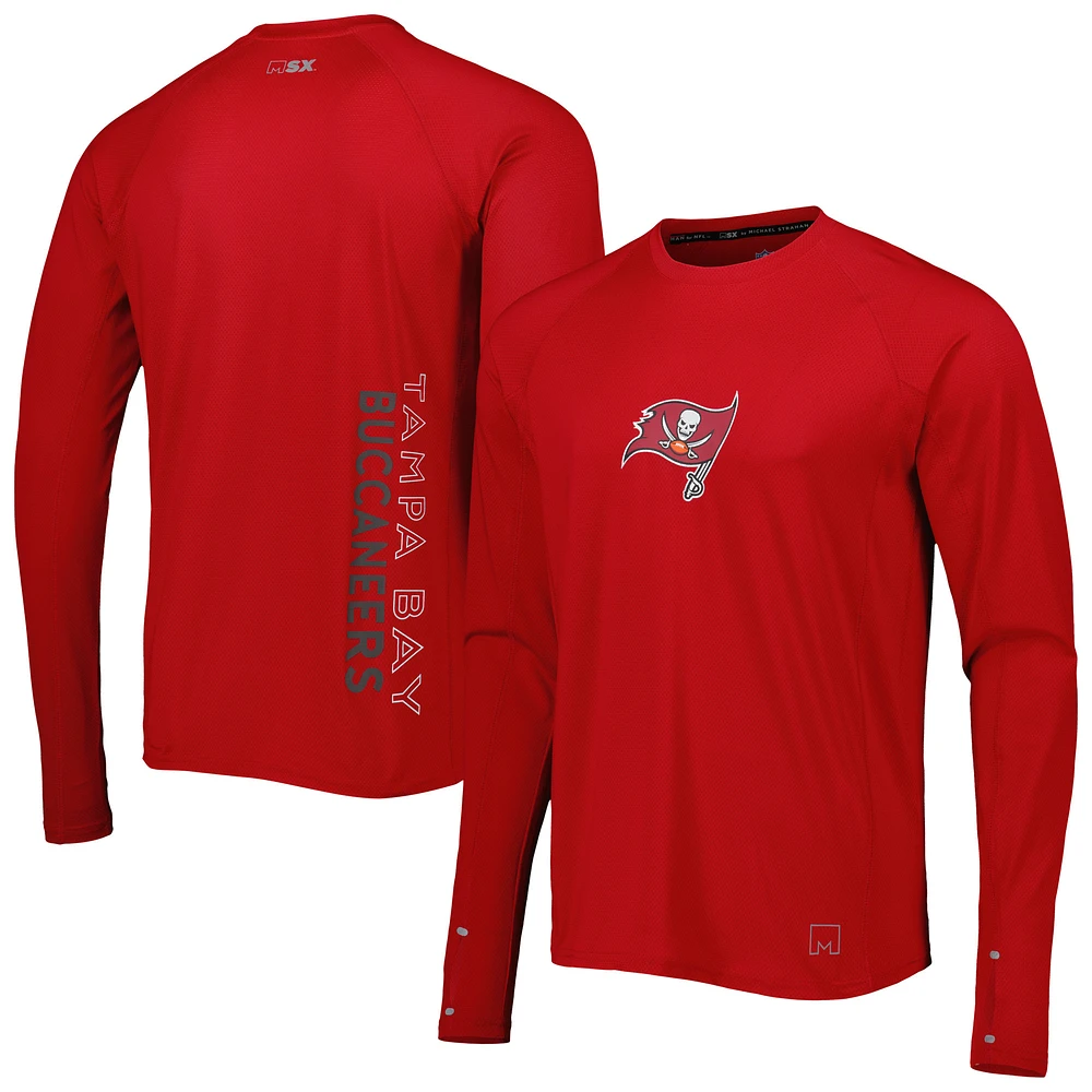 Men's MSX by Michael Strahan Red Tampa Bay Buccaneers Interval Long Sleeve Raglan T-Shirt