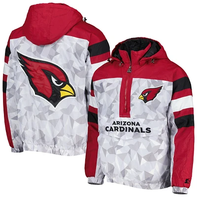 Men's Starter White/Cardinal Arizona Cardinals Thursday Night Gridiron Raglan Half-Zip Hooded Jacket