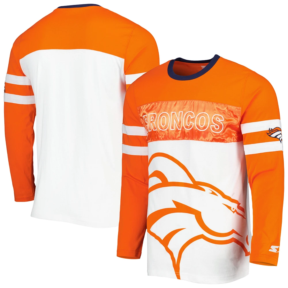 Men's Starter Orange/White Denver Broncos Halftime Long Sleeve T-Shirt