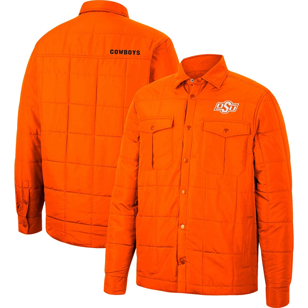Men's Colosseum Orange Oklahoma State Cowboys Detonate Quilted Full-Snap Jacket