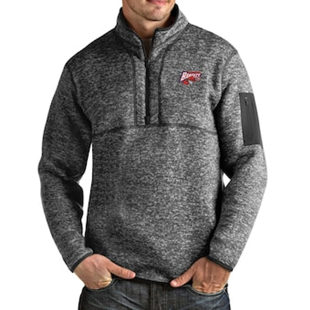Men's Antigua Heathered Charcoal Buffalo Bandits Fortune Half-Zip Pullover Jacket