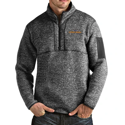 Men's Antigua Heathered Charcoal Georgia Swarm Fortune Half-Zip Pullover Jacket