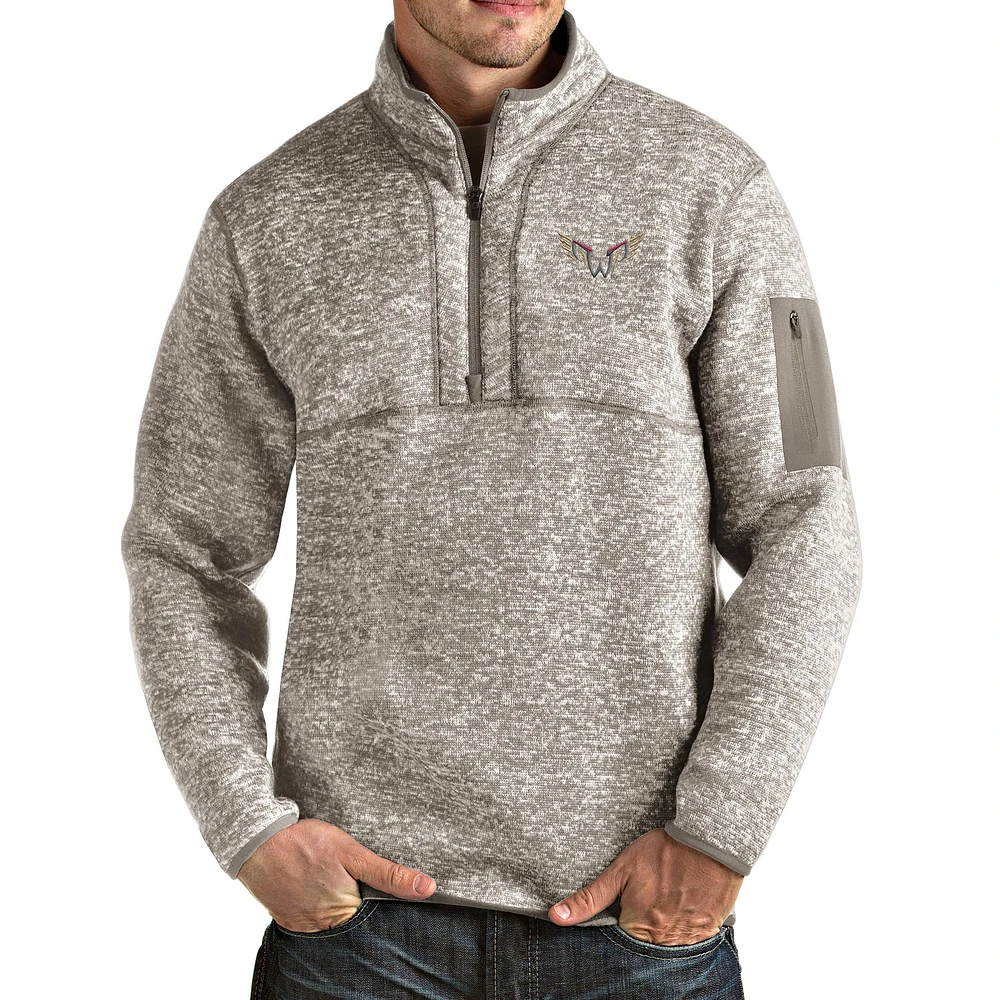 Men's Antigua Heathered Gray Philadelphia Wings Fortune Half-Zip Pullover Jacket