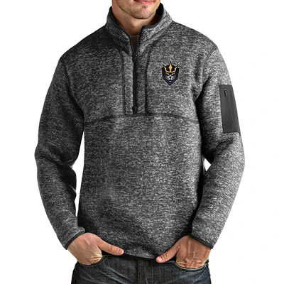 Men's Antigua Heathered Charcoal San Diego Seals Fortune Half-Zip Pullover Jacket