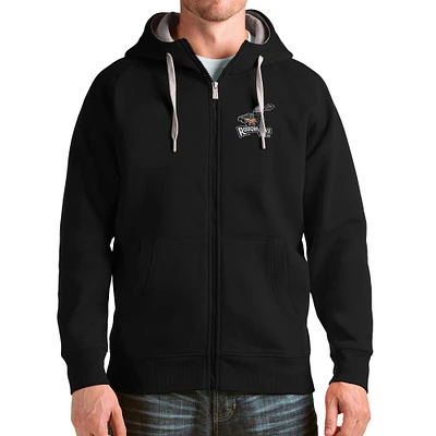 Men's Antigua Black Calgary Roughnecks Victory Full-Zip Hoodie