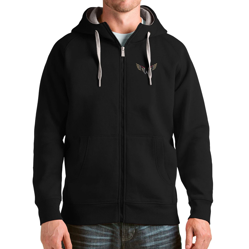 Men's Antigua Black Philadelphia Wings Victory Full-Zip Hoodie