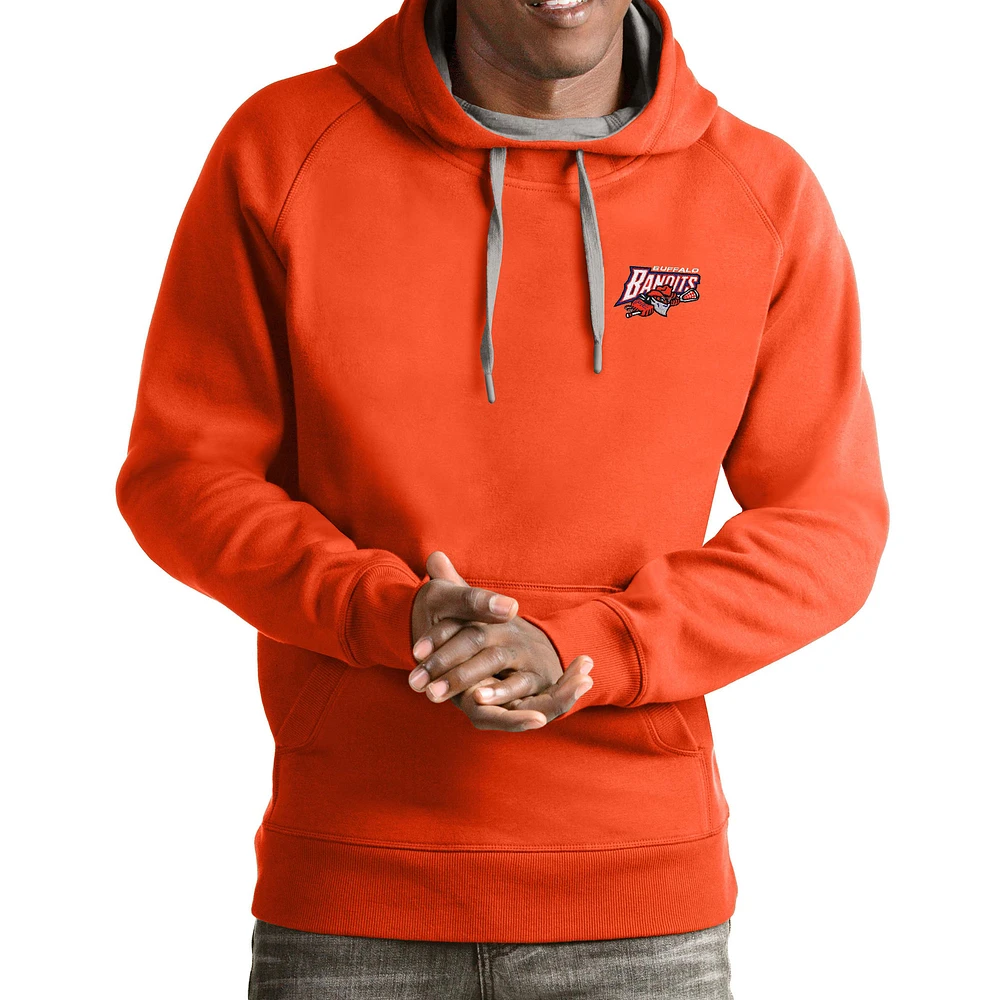 Men's Antigua Orange Buffalo Bandits Victory Pullover Hoodie