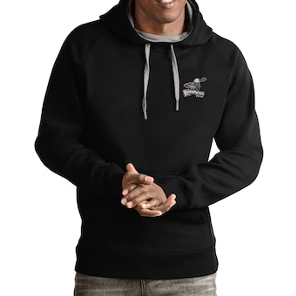 Men's Antigua Black Calgary Roughnecks Victory Pullover Hoodie