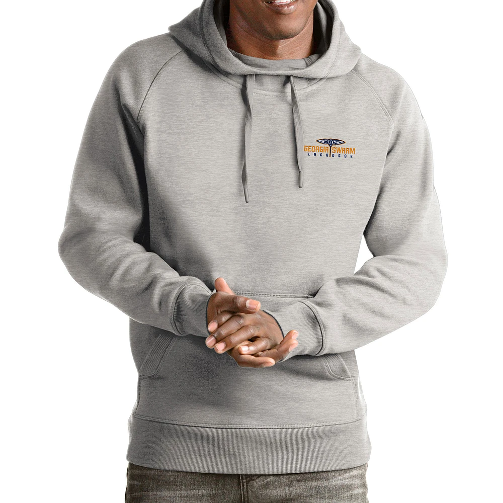 Men's Antigua Heathered Gray Georgia Swarm Victory Pullover Hoodie