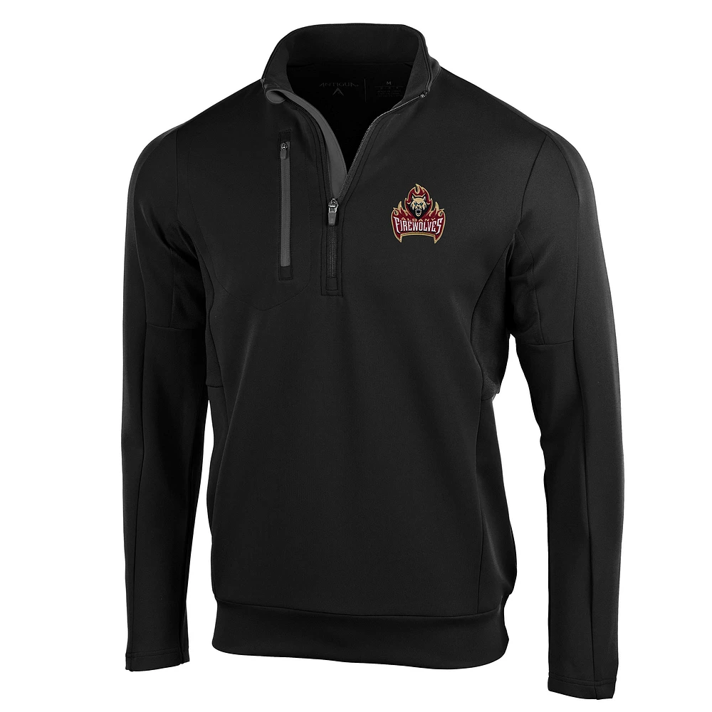 Men's Antigua Black Albany FireWolves Generation Quarter-Zip Pullover Top