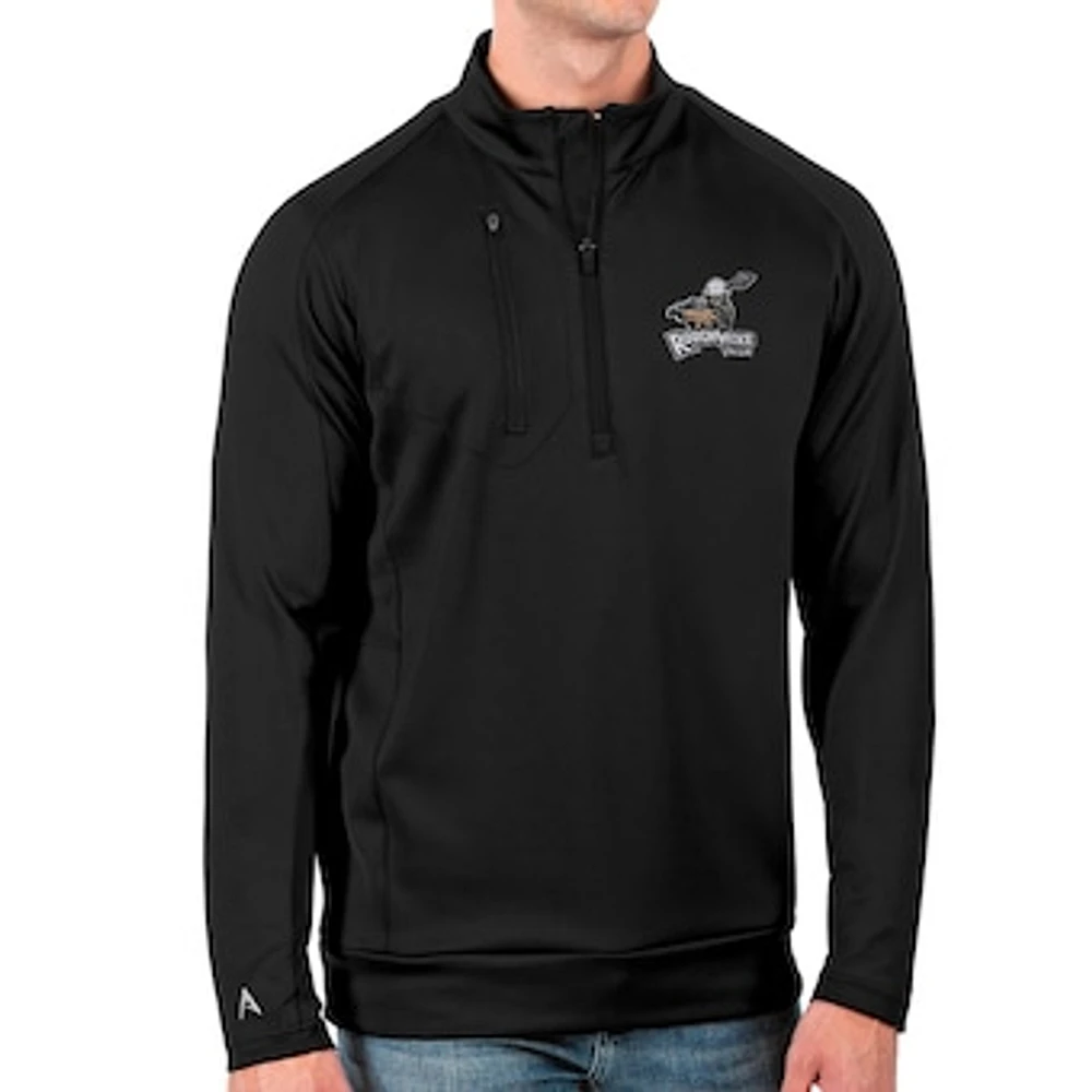 Men's Antigua Black Calgary Roughnecks Generation Quarter-Zip Pullover Top