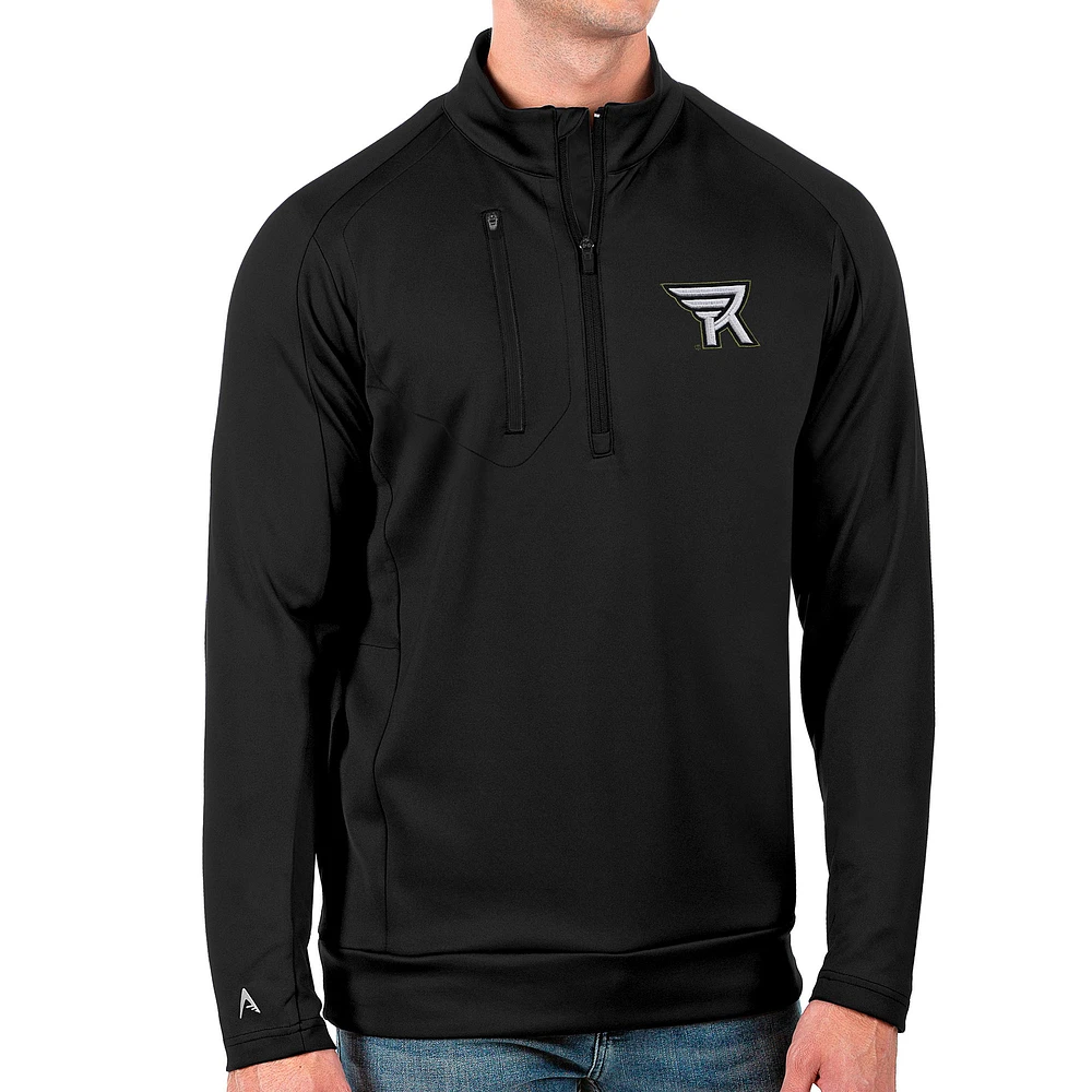 Men's Antigua Black Rochester Knighthawks Generation Quarter-Zip Pullover Top