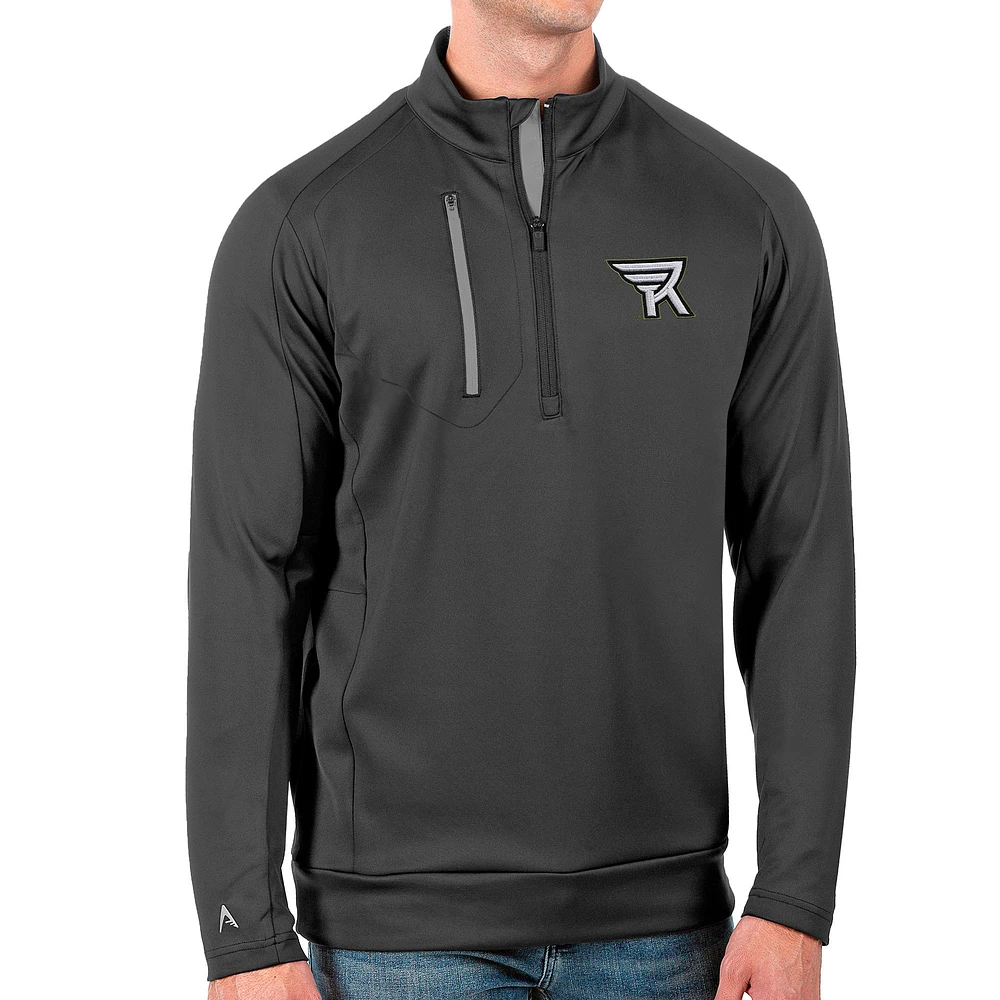 Men's Antigua Charcoal Rochester Knighthawks Generation Quarter-Zip Pullover Top
