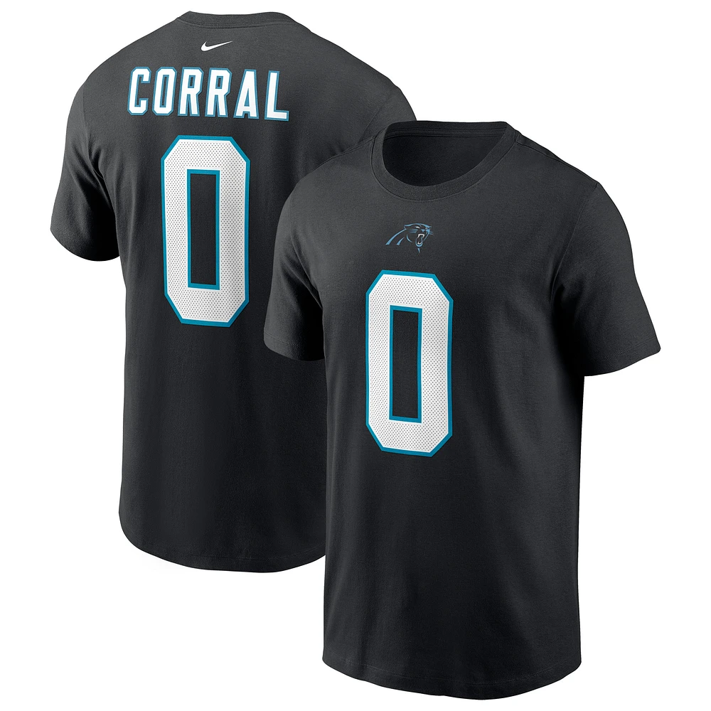 Men's Nike Matt Corral Black Carolina Panthers Player Name & Number T-Shirt